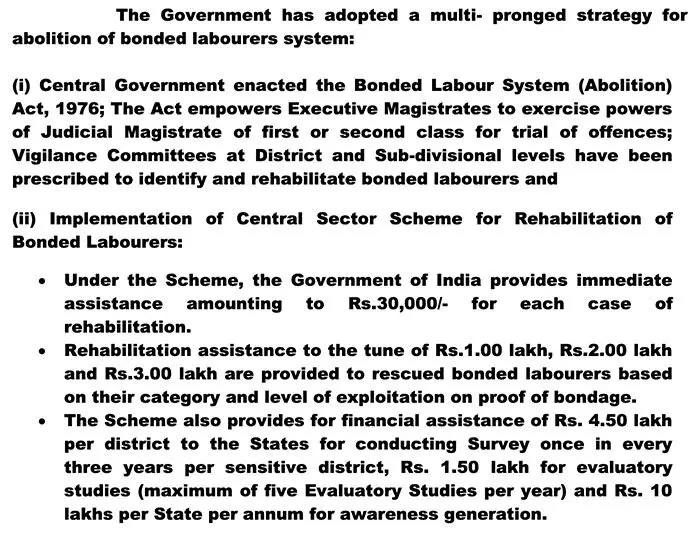 some measures for bonded labour rehabilitation-labour problems in India