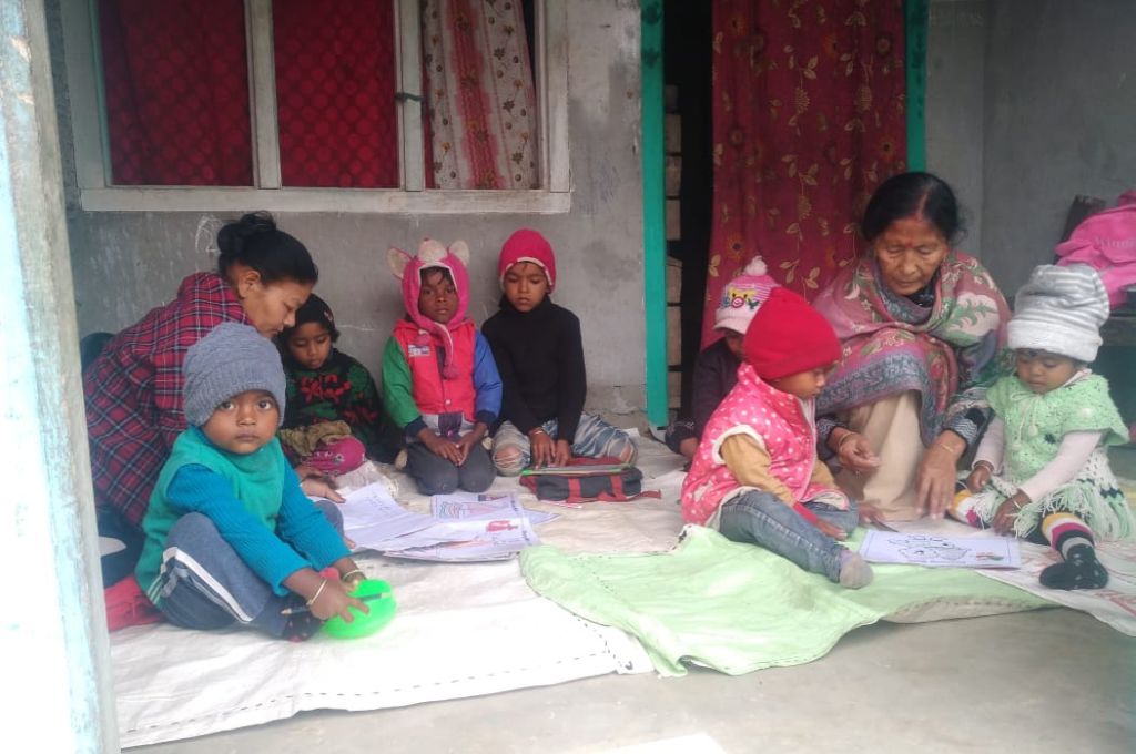 children with teachers in an anganwadi_anganwadi