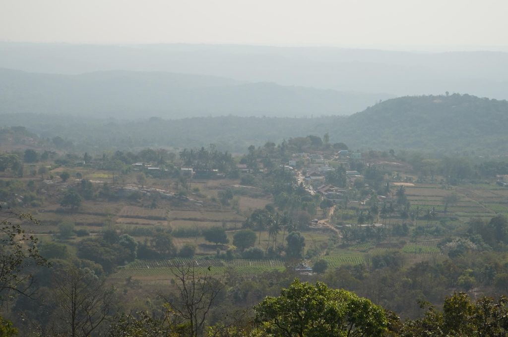 farmland with hills in the backdrop--bannerghatta conservation