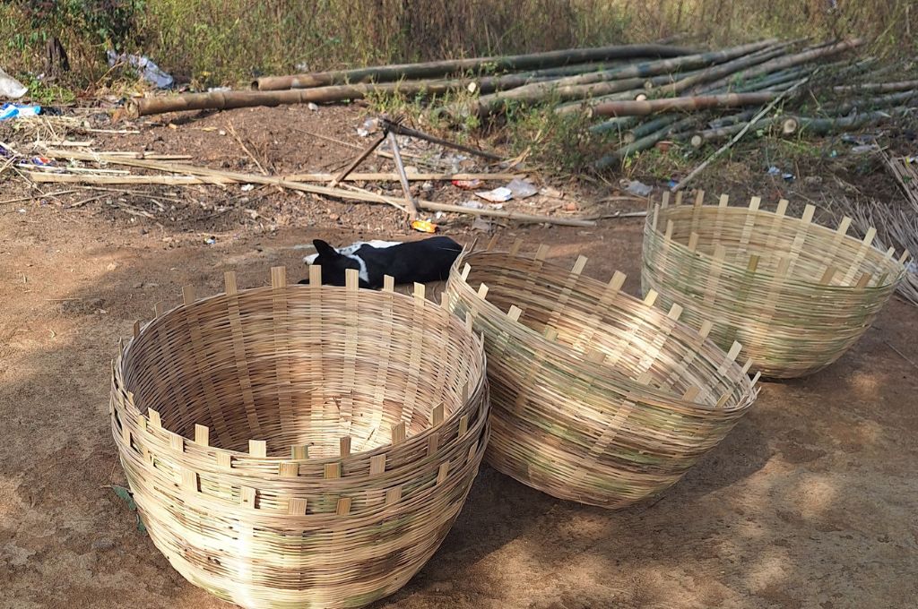 woven baskets made from bamboo--forced migration