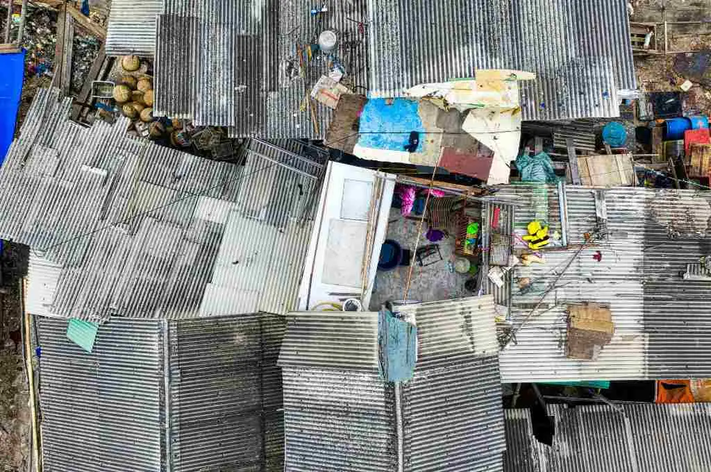 houses with tin roofs in a slum in jakarata, indonesia-extreme heat