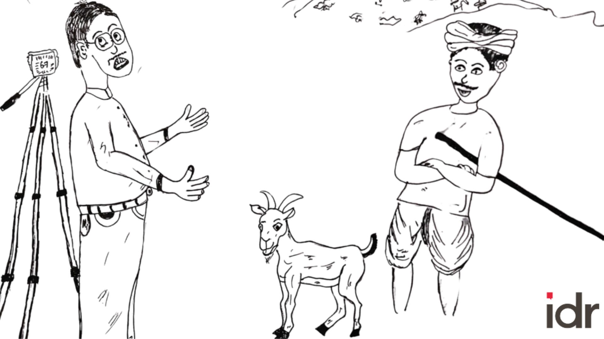 cartoon of a farmer and researcher talking_nonprofit humour