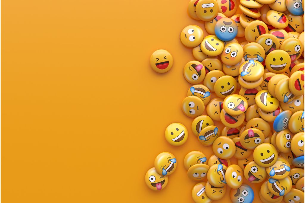 different emojis against yellow background--nonprofit humour