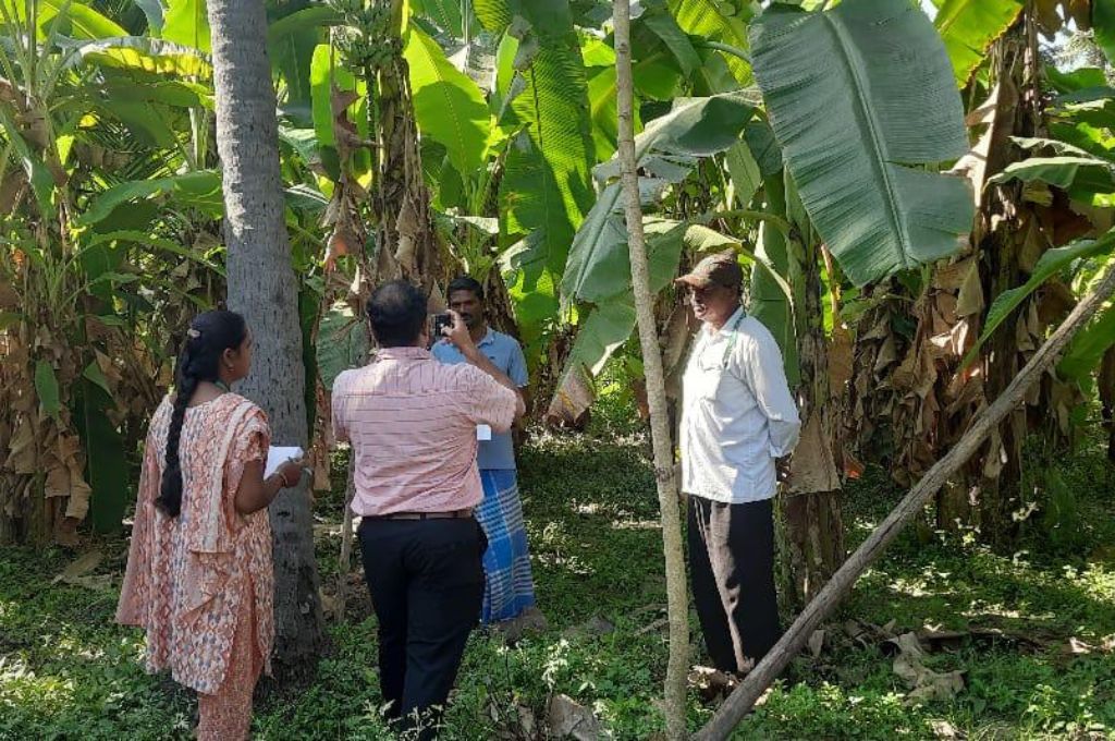 A group of people standing in a forest_community engagement