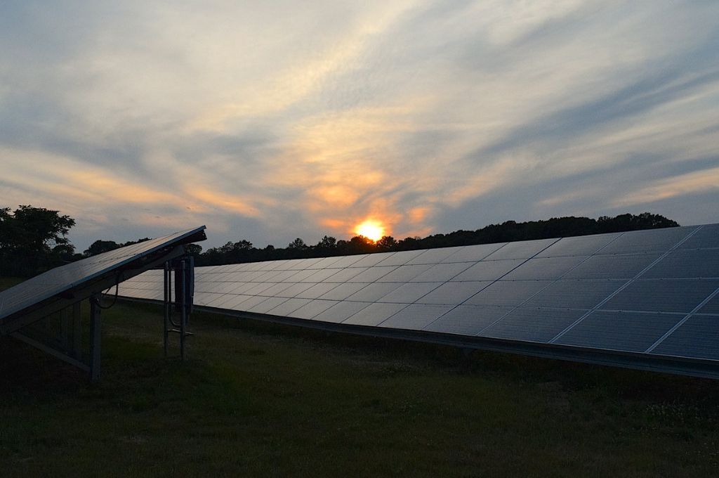 solar panel at dusk-renewable energy