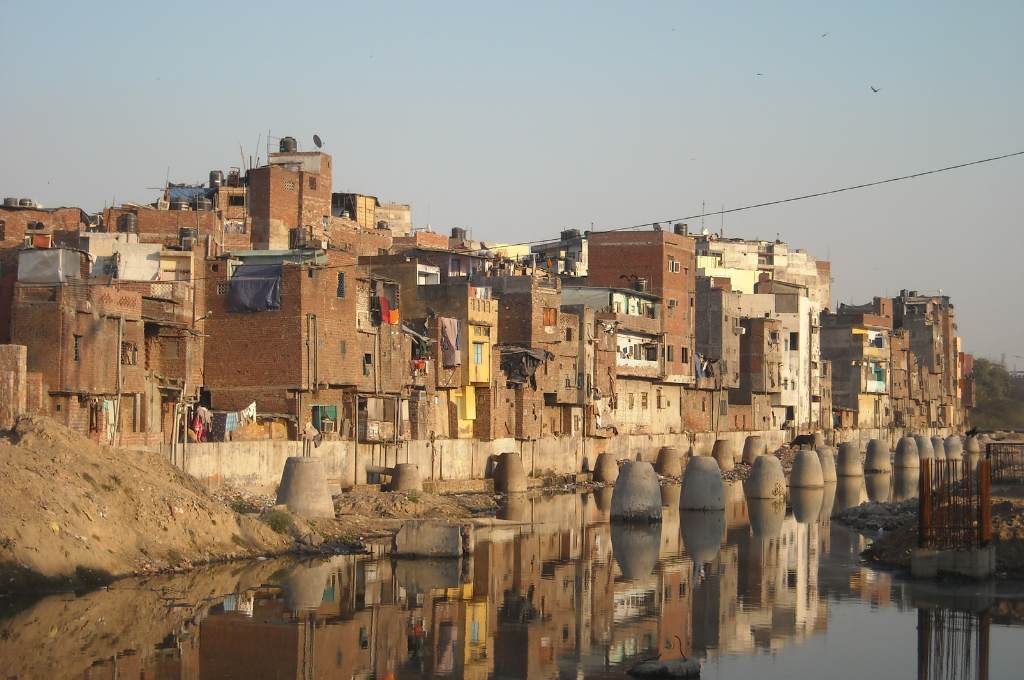 a slum in delhi--low-income housing