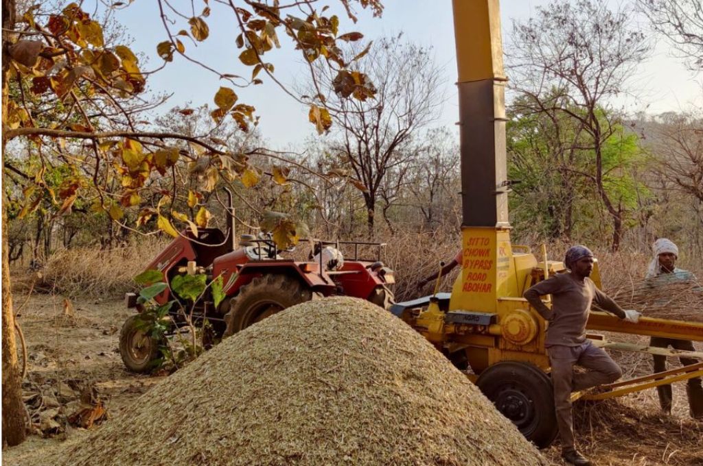 Workers with a tractor cleaning lantana_lantana