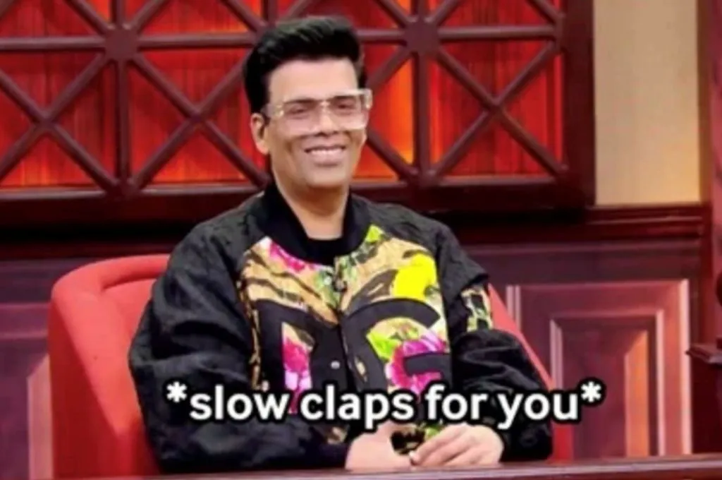 karan johar slow clapping during an interview--nonprofit humour