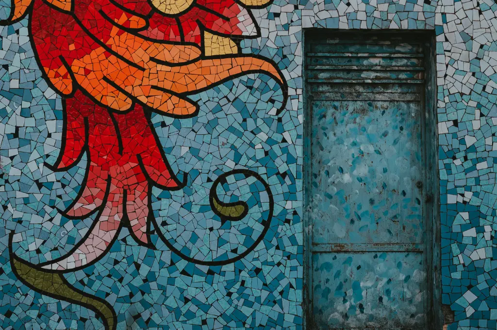 Flower painted wall on the side of a building_persons with disabilities