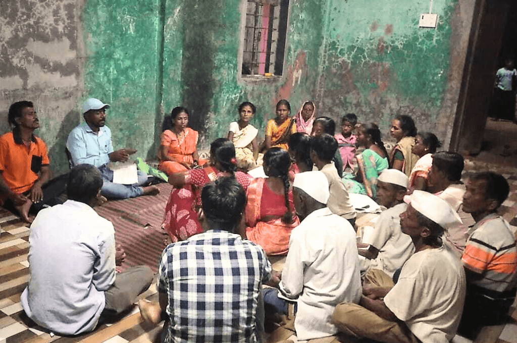 Community meeting in rural Indian setting_forest rights