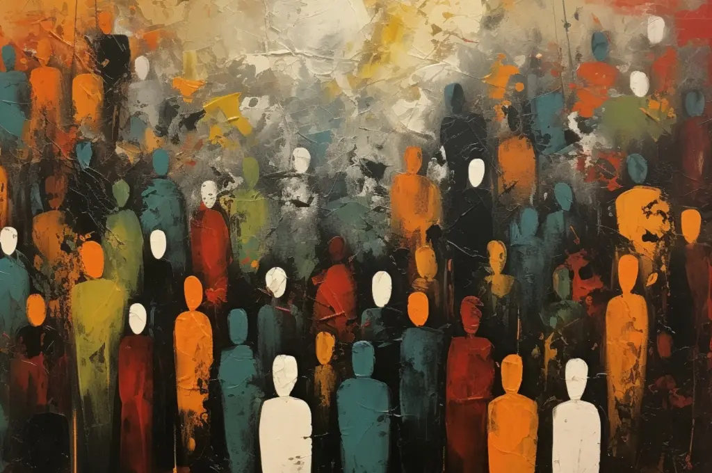 a painted illustration that looks many people-unrestricted funding