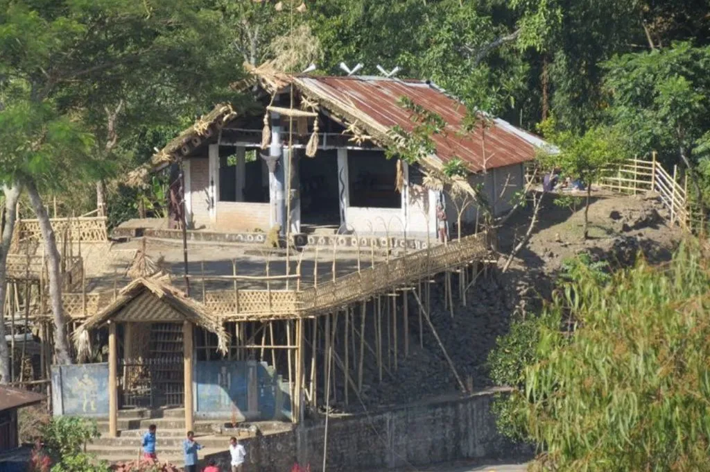 a building under construction in lemsachenlok society, longleng district, nagaland--morung