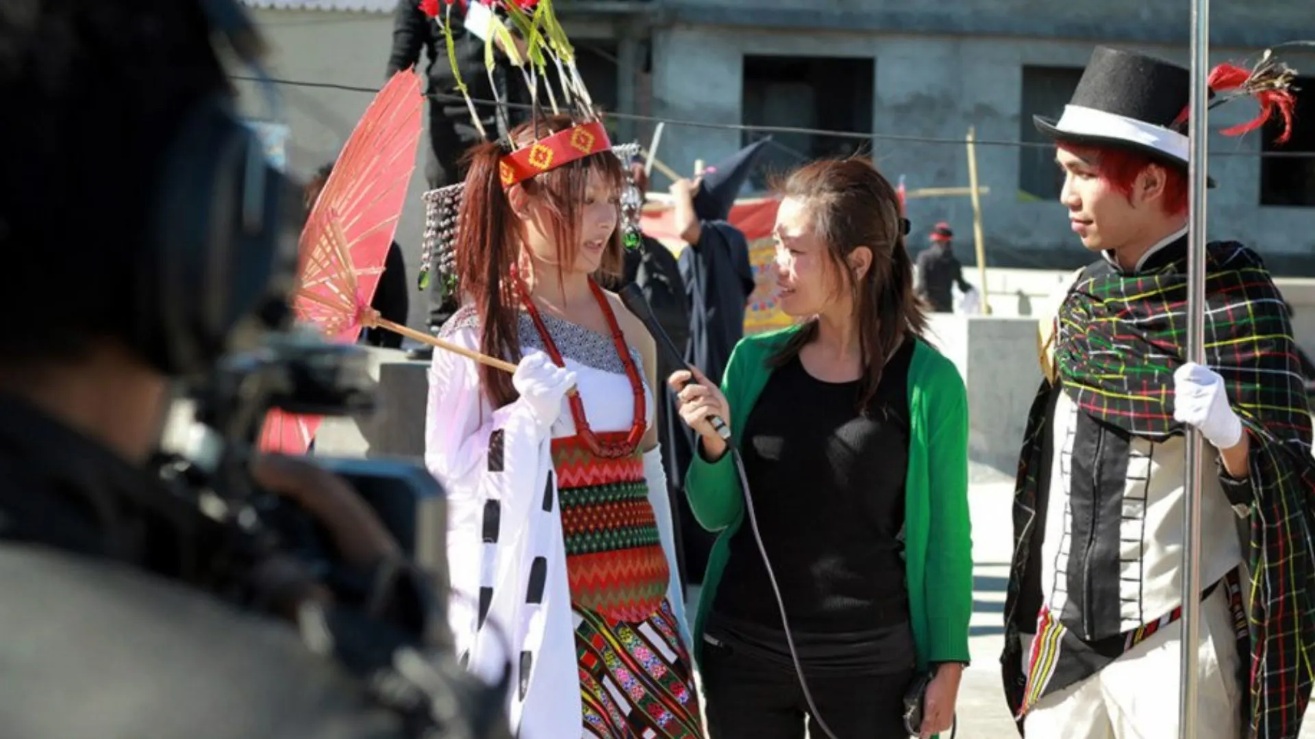 two cosplayers being interviewed at the first cosplay event in Mizoram--cosplay in Mizoram