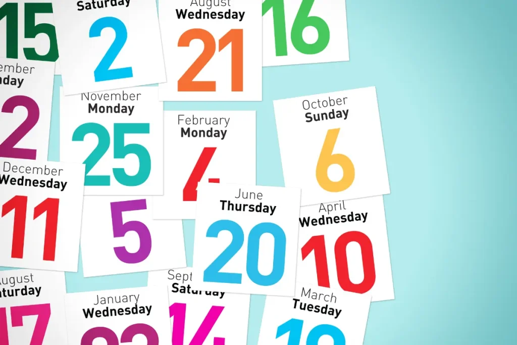 random calendar dates against a blue background--nonprofit humour
