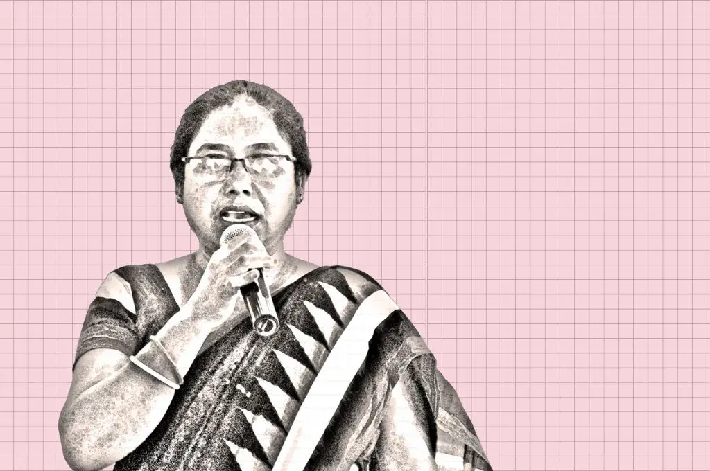 an illustration of Rajim Ketwas, a Dalit, Adivasi, and gender rights activist from Chhattisgarh--Dalit and Adivasi rights