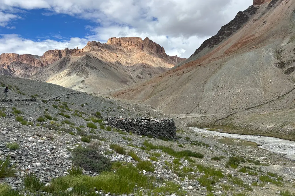 a view of the zanskar valley in ladakh--shangku