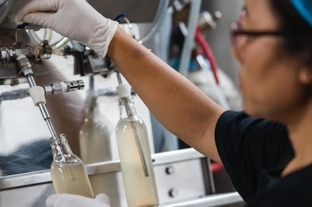 a woman with bottles of soda at a bottling plant--start-ups in Mizoram