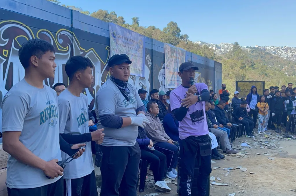 members of save the riparian, a river-cleaning initiative in mizoram, at a public gathering--river cleaning