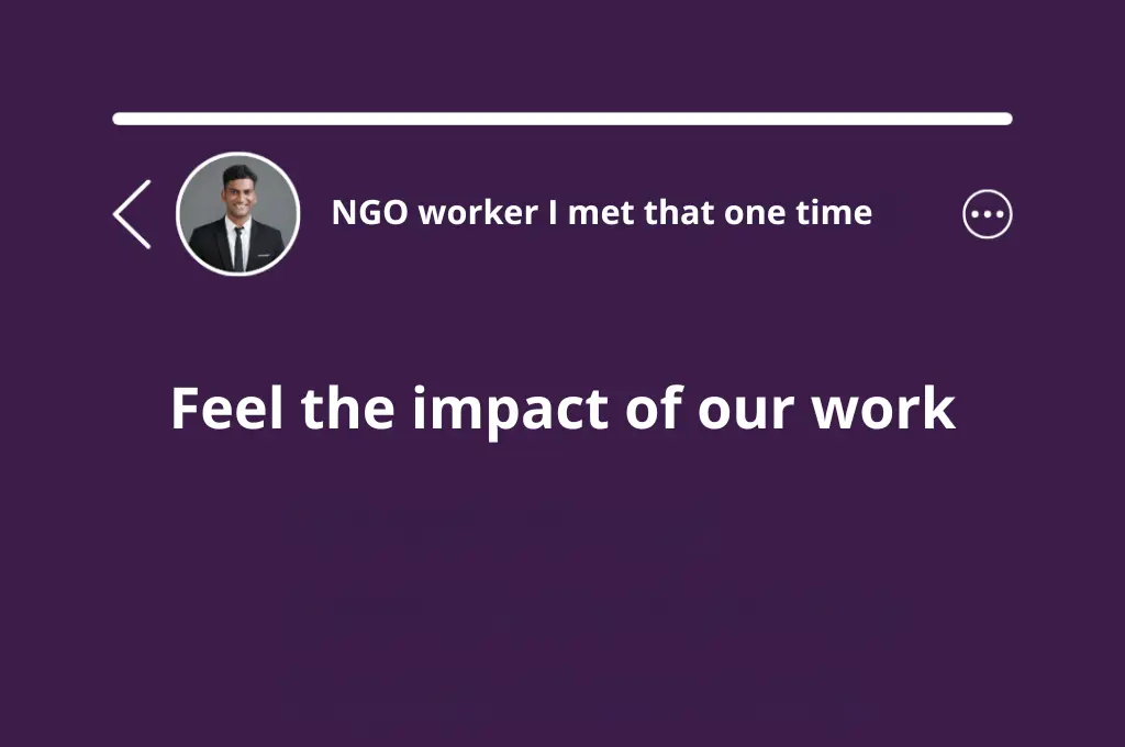 WhatsApp status by 'NGO worker that I met that one time' that reads, 