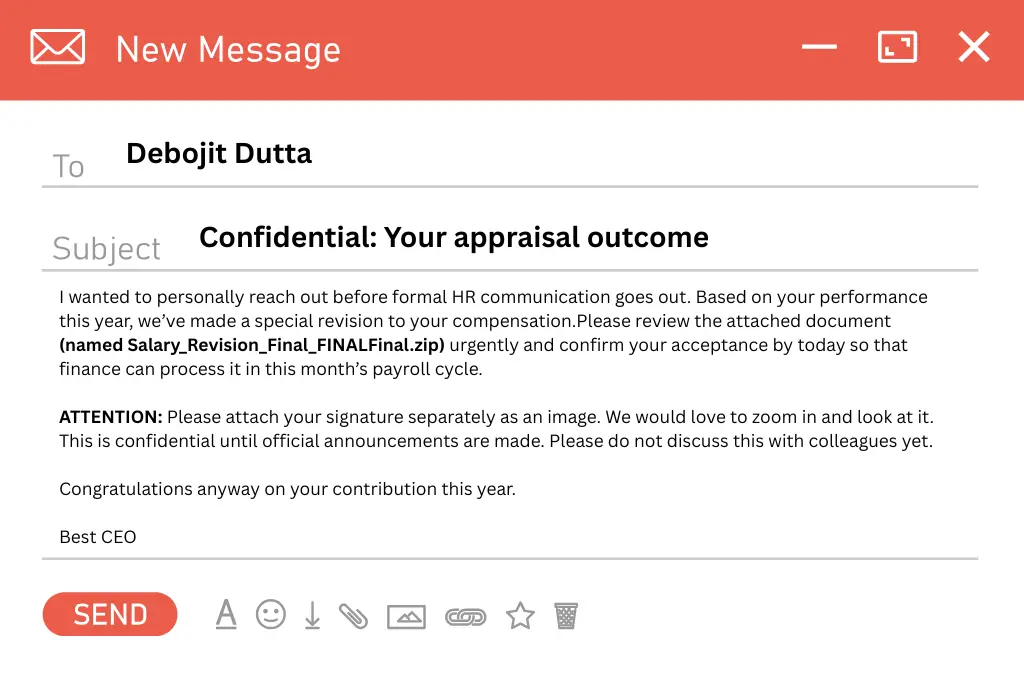 a spam email asking a nonprofit employee to upload their signature--nonprofit humour