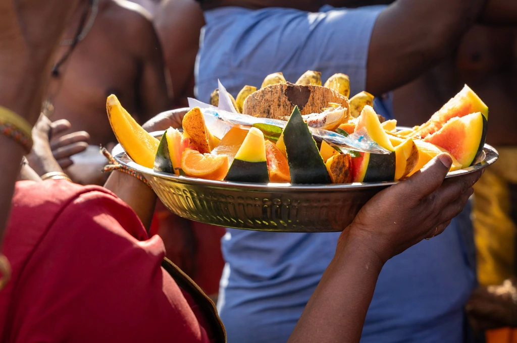 close-up shot of a large plate laden with fruits--CSR funding in India
