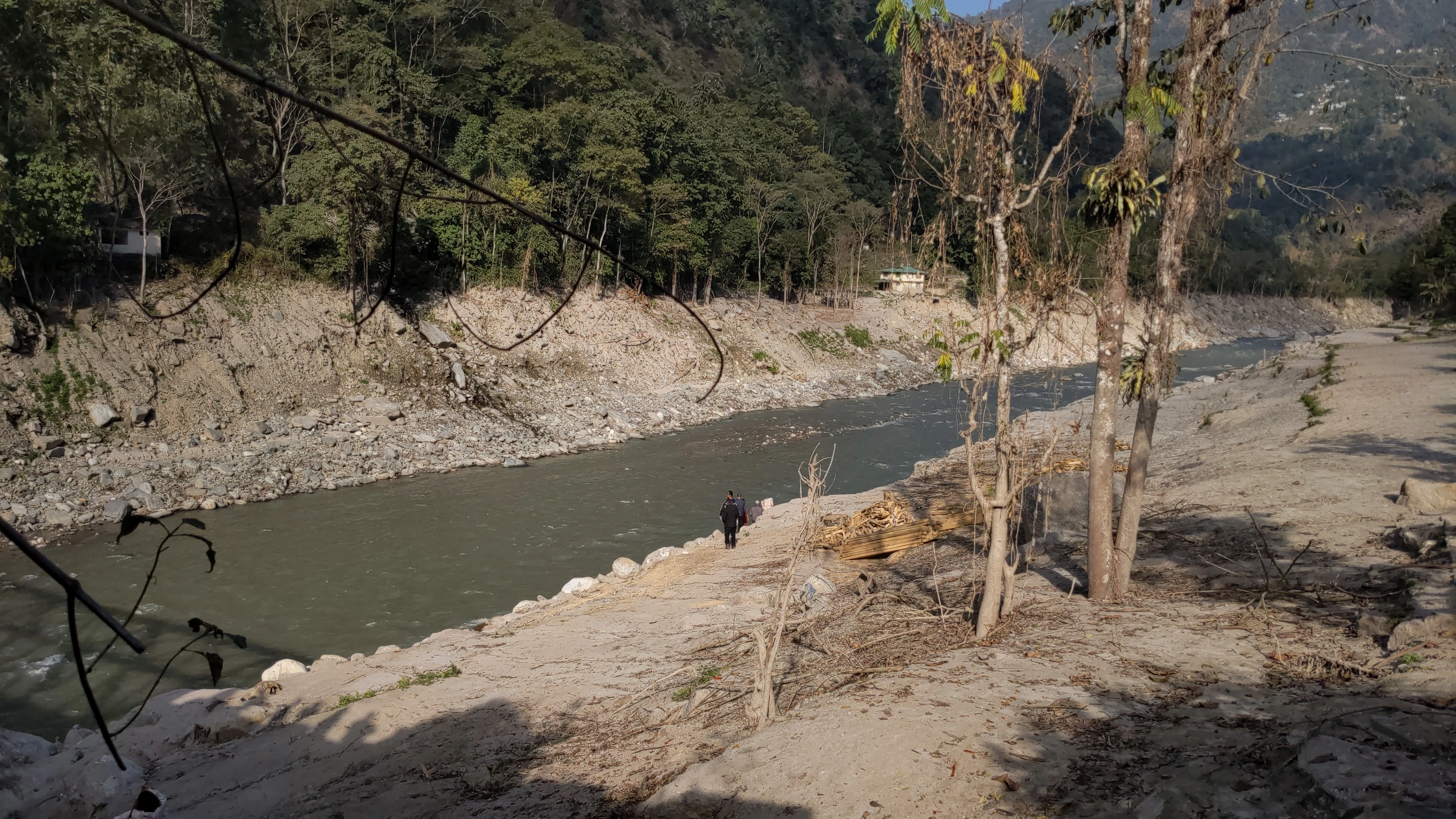 washed away river banks after a flood--Teesta hydropower projects