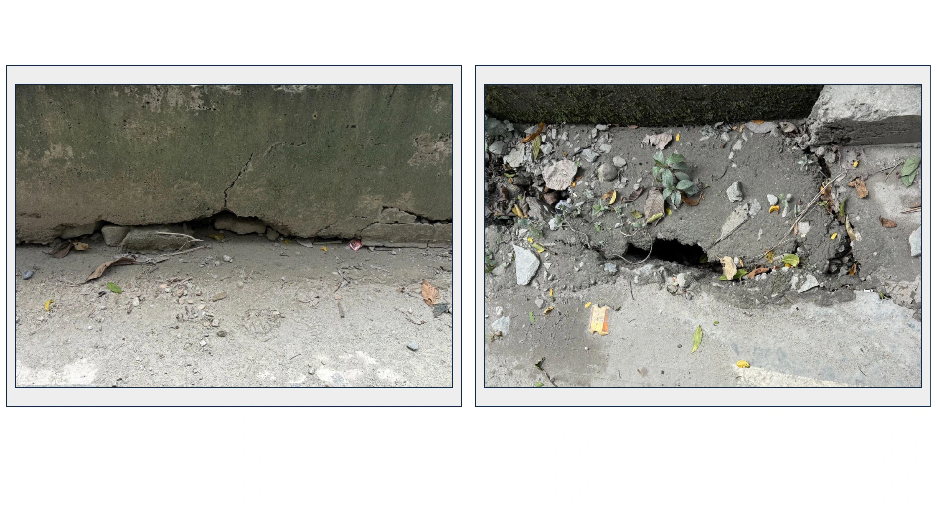 two images showing cracks in roads--Teesta hydropower projects